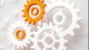 White and orange gears on a transparent background for stable diffusion.